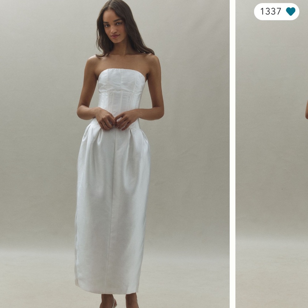 Elegant White Strapless Pencil Skirt Dress